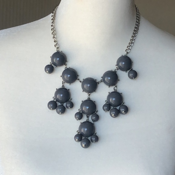 Gray and Silver-Tone Statement Necklace NWOT - Picture 1 of 6
